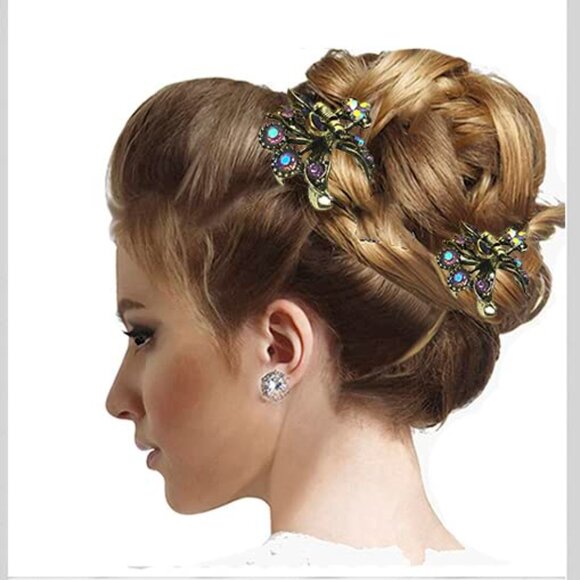 Mini Hair Claws Set 8 Metal Small Clips for Hair Styling Bun Ponytail - Picture 2 of 9